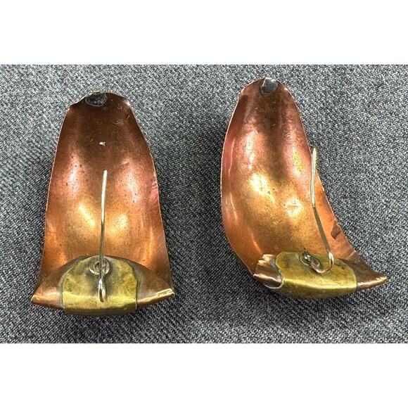 Vintage Artisan Mixed Metal Hoop Hook Earrings - Picture 5 of 5